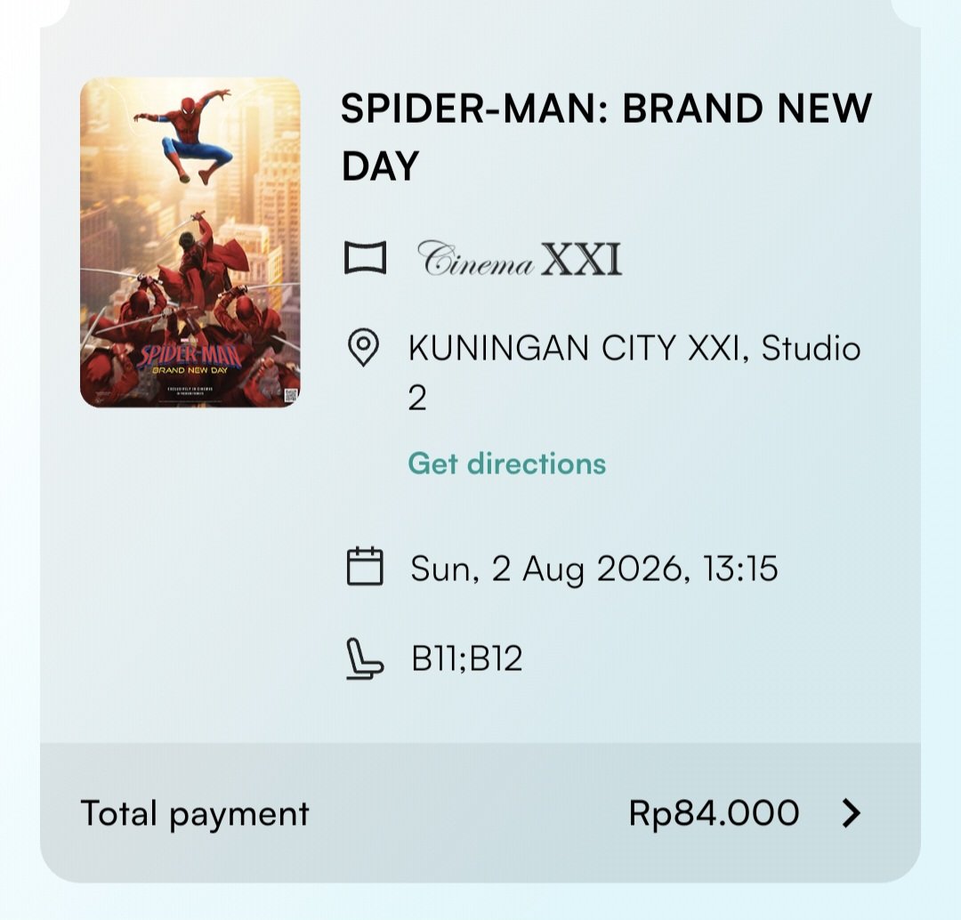denyindraa_'s tweet photo. 2tix Spiderman BND
📅Minggu, 2 agustus
📍Lokasi Kuncit  jam 13.15
💺Seat B11,B12
Minat DM, Underprice ya
Bisa ketemuan di lokasi langsung biar sama-sama enak
#spiderman #wts #spidermanbrandnewday https://t.co/whHmf99nzF