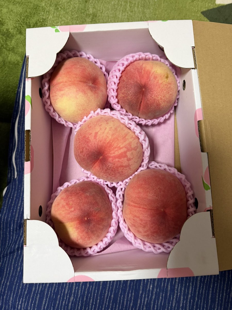 ebbikun's tweet photo. 今日はリア友と福島に行きました
桃は5個で3000円(サイズがいいのでいい値段)で買いその後郡山に行き昼飯はラーメンを食べ宮城に帰り仙台駅前ぶらりとして1日終了しました。
久々にそのリア友と出かけたので楽しかった！ https://t.co/LVWDpscl02