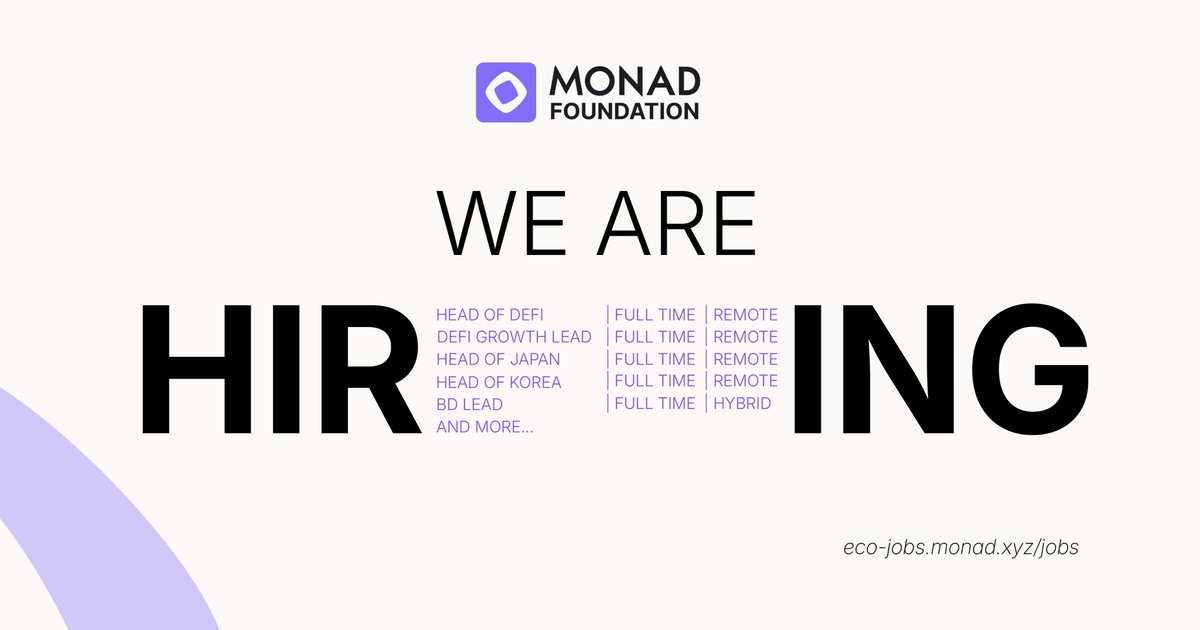be_kindplss's tweet photo. There are some opportunities for you to be part of the Monad Foundation and the Monad ecosystem

Check it out: https://t.co/UEmYqHbTIC https://t.co/Vb27qArD5c