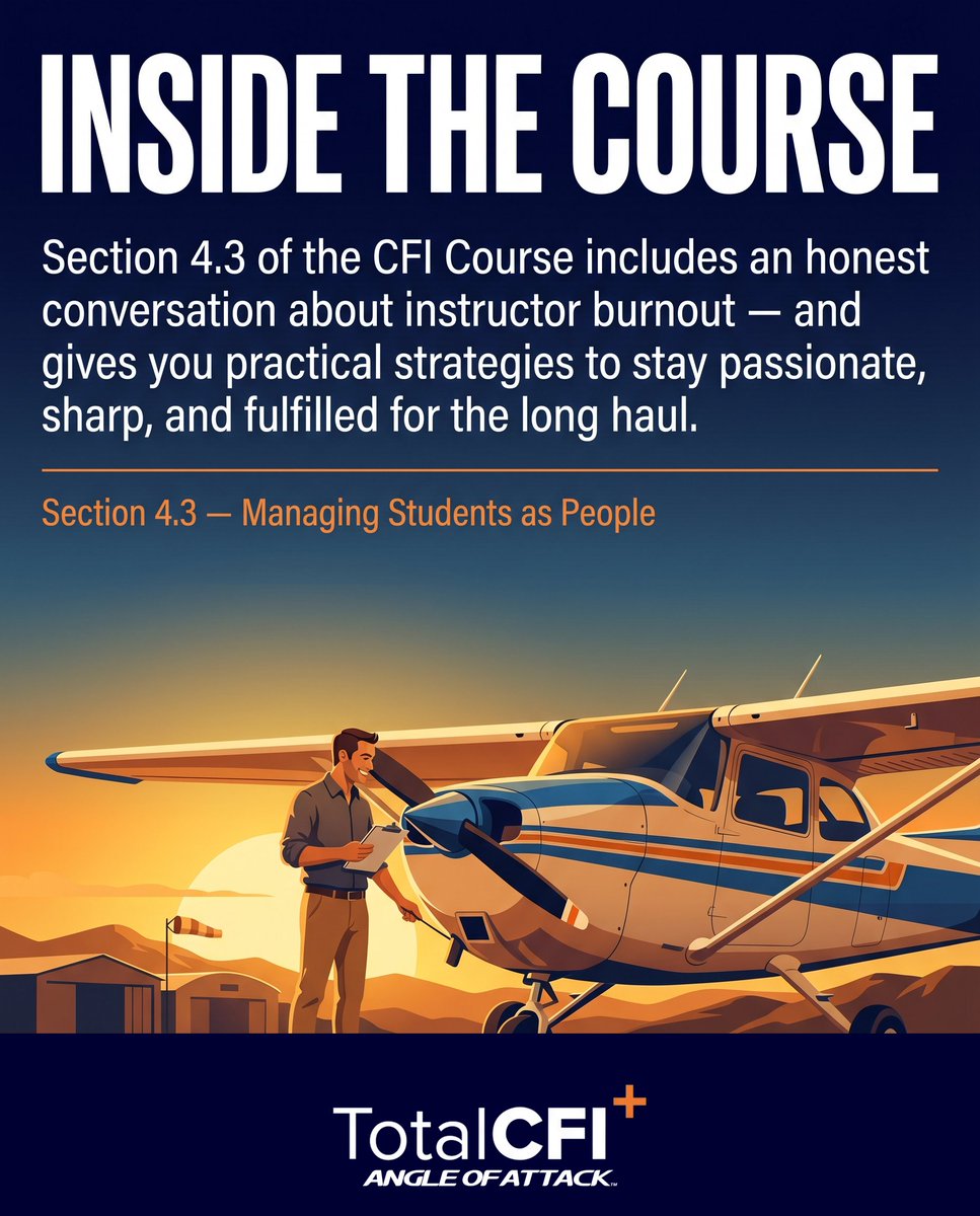 angleofattack's tweet photo. Burnout is real. Here's how you fight it.

Keep flying for fun. Stay connected to why you started.

#CFI #flying #aviation #studentpilot #learntofly
Get it free → https://t.co/suZImqR2Gk https://t.co/44lqg43qZS