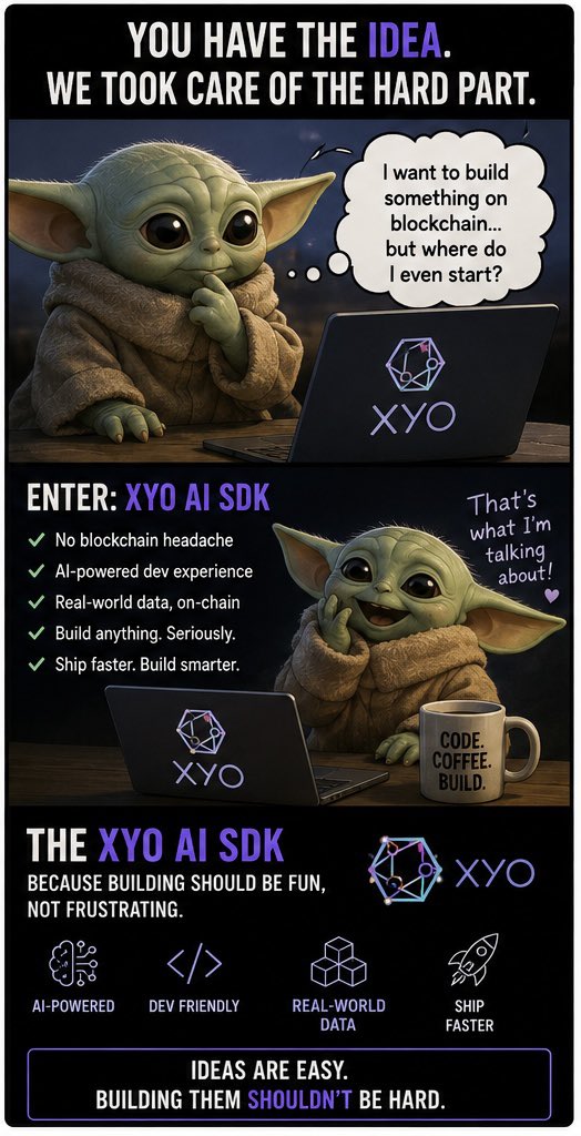 Hustlerior's tweet photo. Every developer has that “Where do I even start?” moment.

The XYO AI SDK is that friend who says, I’ve got you 😄
@OfficialXYO 

#BuildOnXYO
#XYOMemeContest https://t.co/rDRY1AIljD