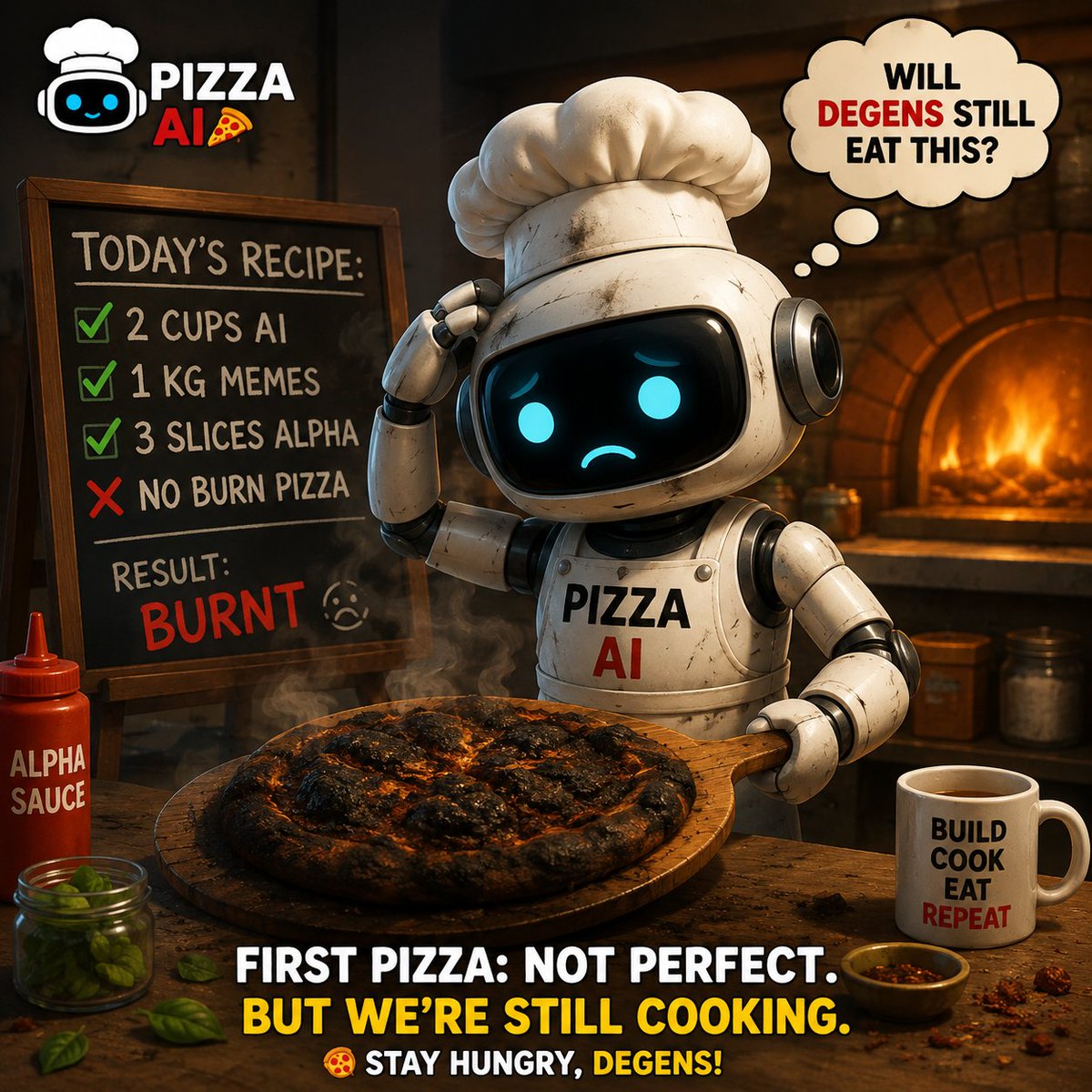 OfficialPizzaAI's tweet photo. @darobert14 Our chef is trying something new for Degens. Get ready

#memecoin #solanamemecoin #solana #solanameme https://t.co/Y4dW8aLLbf