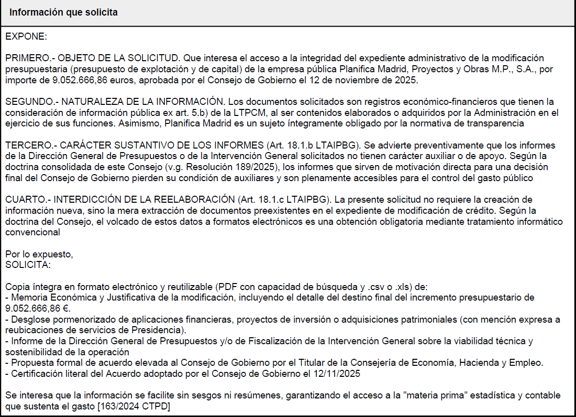 ciudadano_o2's tweet photo. 3. Modificación de crédito a favor de Planifica Madrid aprobada por el Consejo de Gobierno en noviembre de 2025 https://t.co/rVL8mJwskZ