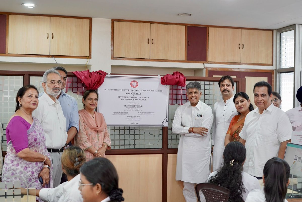 ManishTewari's tweet photo. Honoured to dedicate 10 computers and a laptop to the Computer Lab at Dev Samaj College for Women under the MPLADS Scheme. Strengthening educational institutions with modern digital infrastructure is essential to preparing our students for the opportunities and challenges of tomorrow.

The programme was held in the presence of Prof. Dr. Neeru Malik ji, HS Lucky ji, Gurpreet Gabi ji Municipal Councillor Chandramukhi Sharma ji, and Imran Mansouri ji, along with faculty members and students.

Education remains the strongest foundation for nation-building, and I remain committed to supporting initiatives that empower our youth through better learning resources and technology.

@GurpreetGabi @imranchd786 

@LUCKYHSINC @ChanderMukhiS