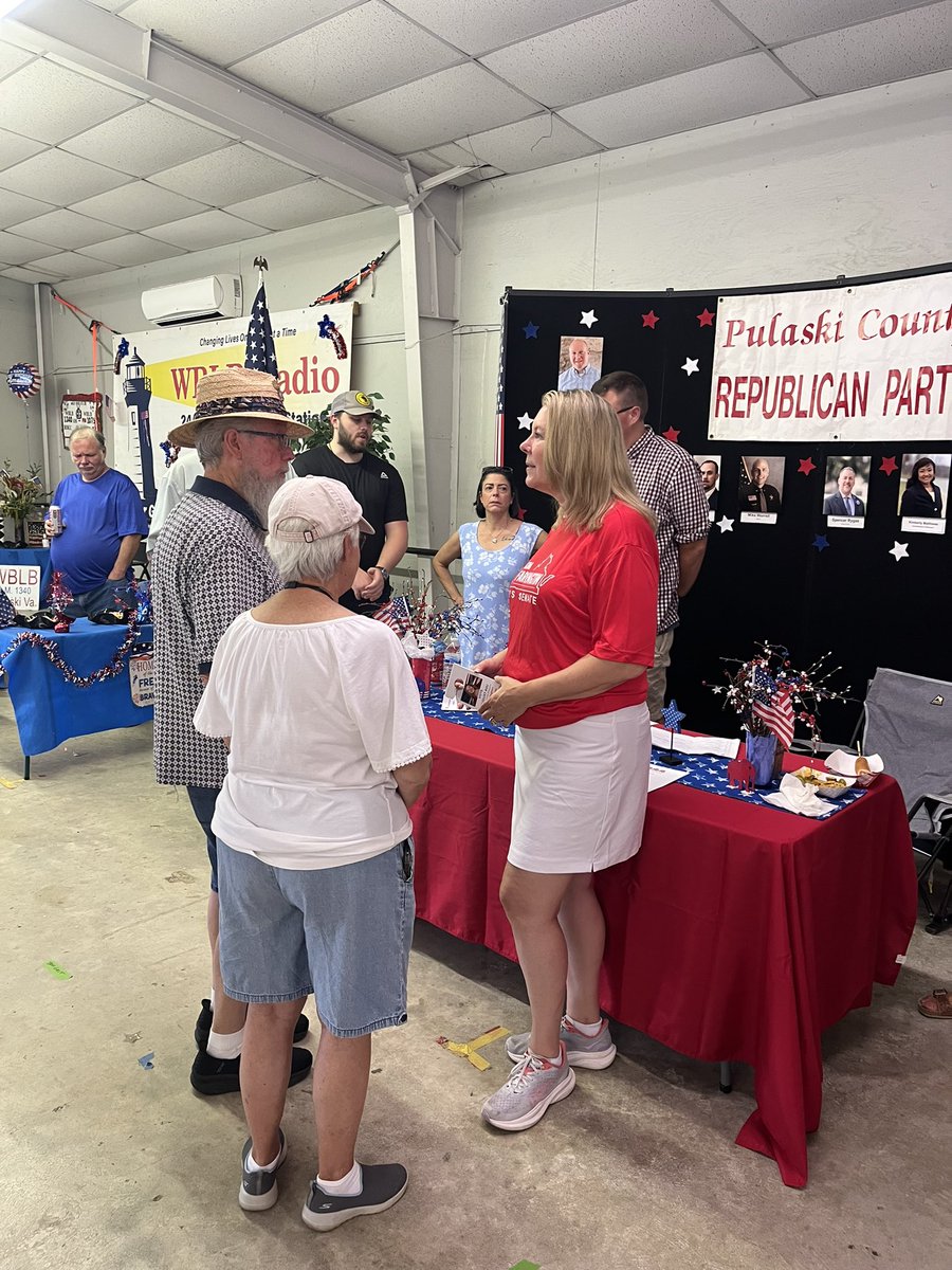 KimFaringtonVA's tweet photo. On Monday, I had the absolute pleasure of visiting the New River Fair in Pulaski County!  The patriots manning the GOP booth were so friendly and interesting—I truly enjoyed spending time with them! And I also enjoyed listening to the issue and ideas from those attending the fair. Thank you to all my new supporters! I will work very hard for you when I’m your next Senator! 

Don’t assume your friends and neighbors know about Election Day! Please contact them and take them along with you to the polls to vote for me, Kim Farington, on August 4th! 

Kindly share this post! Learn more about me at https://t.co/kerED8FIM7