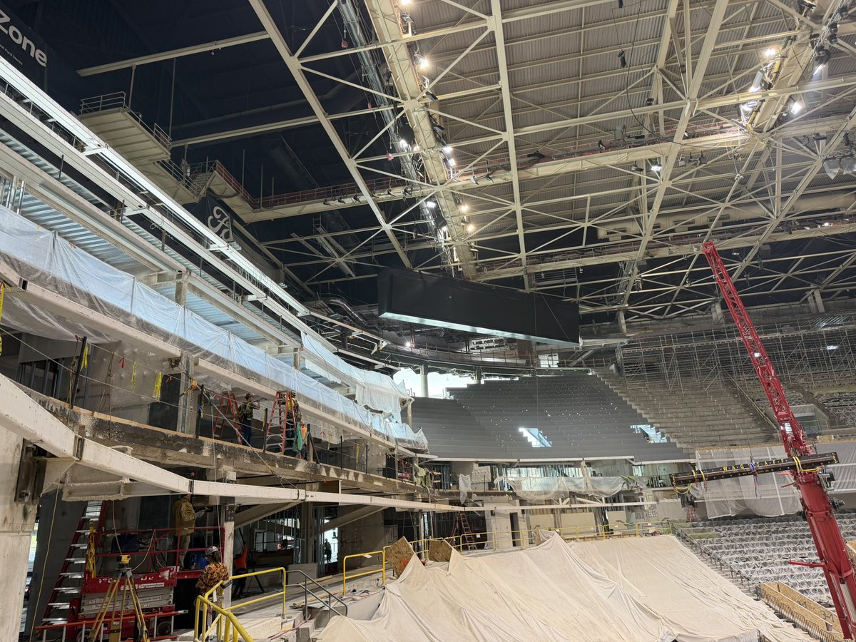 RyanQualtrics's tweet photo. A quick Delta Center construction update.
51 Days to go.  Team is cranking. 👏

New seats and terrace are taking shape:  Scaffolding is for the new gondolas.   The steepness is real in comparison to the old sight lines. https://t.co/JyTy05ZdWV