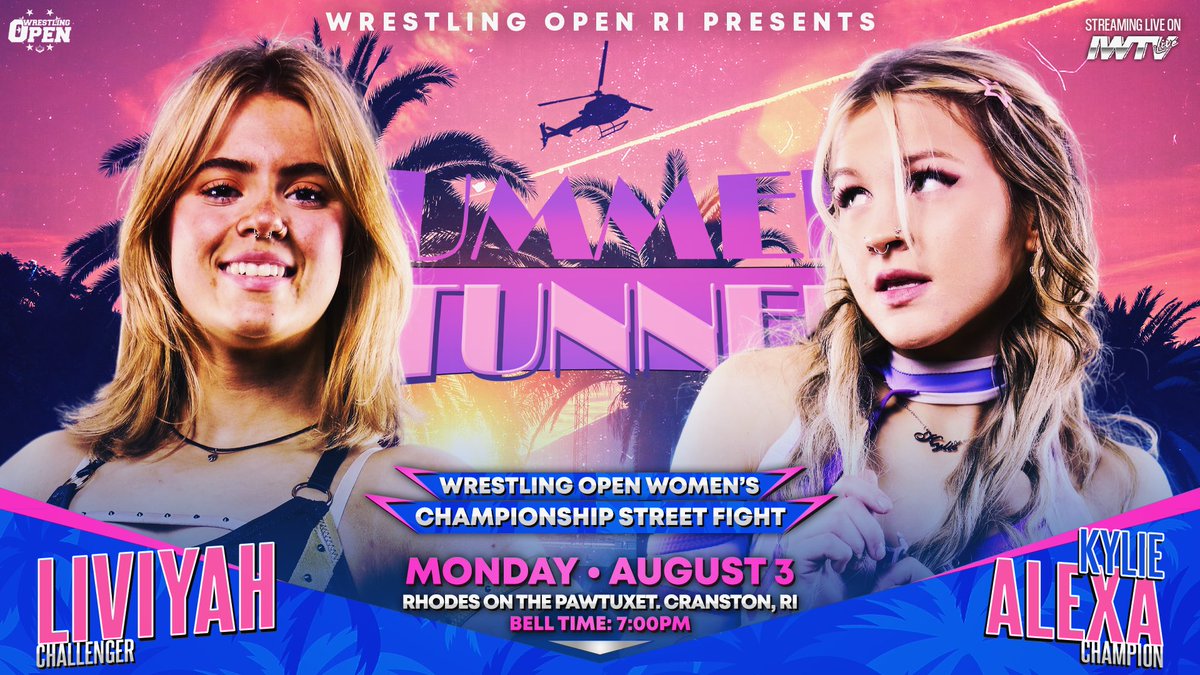 WrestlingOpen's tweet photo. STREET FIGHT

Women’s Championship - @kyliealexxa defends against @liviyahpw 

Summer Stunner.

Monday.

Cranston.

Link in Bio for 🎟️
or $10 at the door https://t.co/QPiqd8gXgF