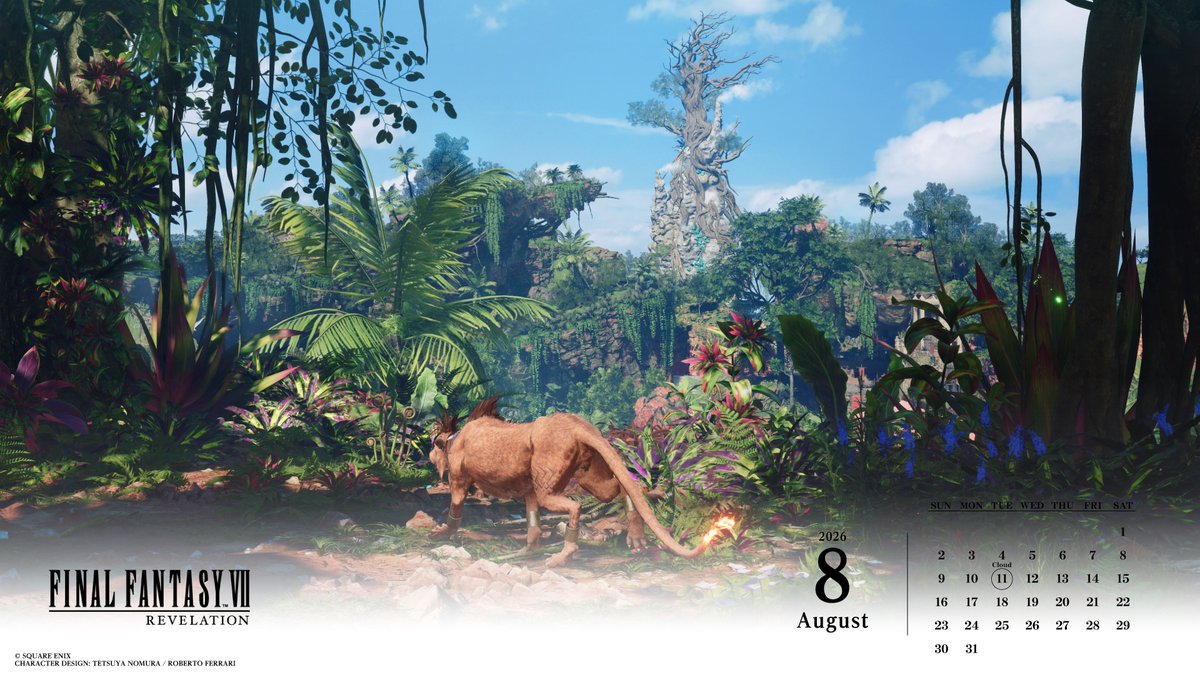 finalfantasyvii's tweet photo. Celebrating August with some sights from Final Fantasy VII Revelation - Mideel, a parachute dive, Vincent and Cid! https://t.co/ftpKE6Mags