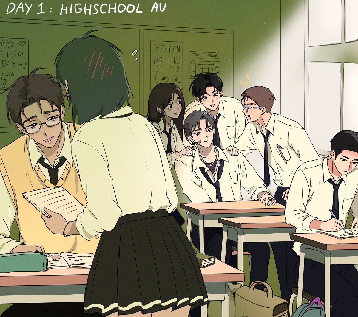 oowgnuoynihs's tweet photo. Day 1 : HIGHSCHOOL AU ( 1/4 )

#TJIANDAY2026 #WetSand https://t.co/YClvJr24zl
