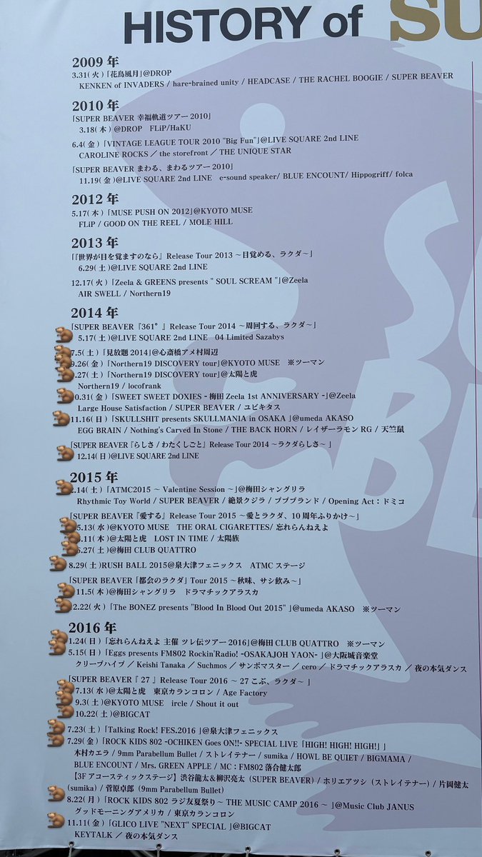 KID178's tweet photo. HISTORY of SUPER BEAVER ✖️GREENS
行ったところ🦫 https://t.co/39PRtLfzgn