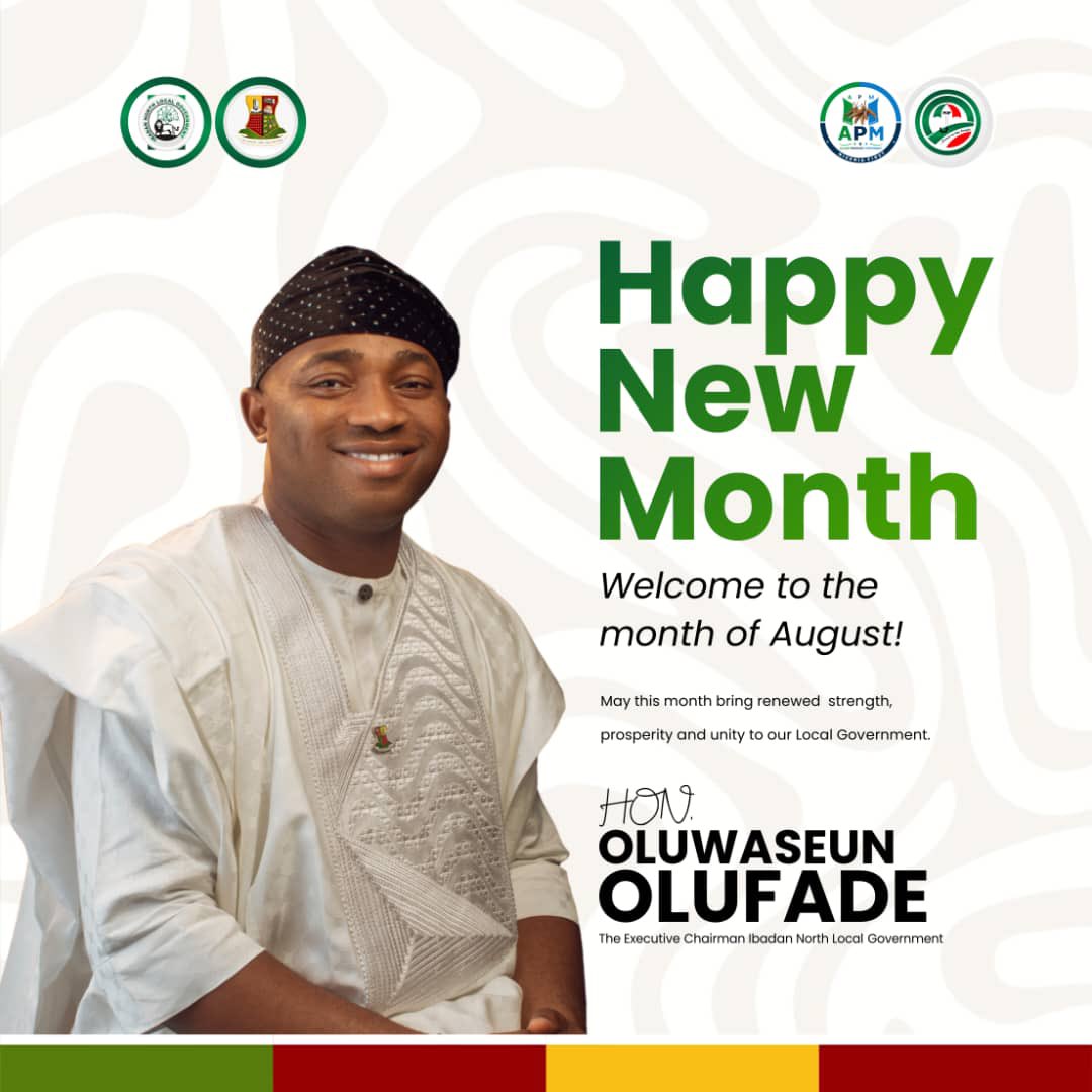 Chairman_IBNLGA's tweet photo. As we begin the month of August, I sincerely thank God for the gift of life &amp; the opportunity to witness another new month. I pray that this month brings peace, divine favour, sound health, abundant blessings,  greater accomplishments to every resident of Ibadan North Local Govt https://t.co/bRx3KMaN8O