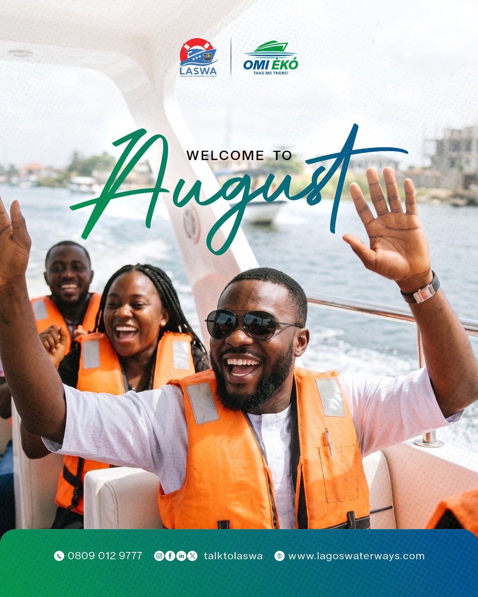 TalktoLaswa's tweet photo. August is another chance to explore, connect, and experience Lagos from a whole new perspective.

Where will the waterways take you this month?

Tell us your favourite destination in the comments! ⬇️

#WelcomeAugust #OMIEKO #TakeMeThere #LASWA #ExploreLagos https://t.co/jl9miIjA1L