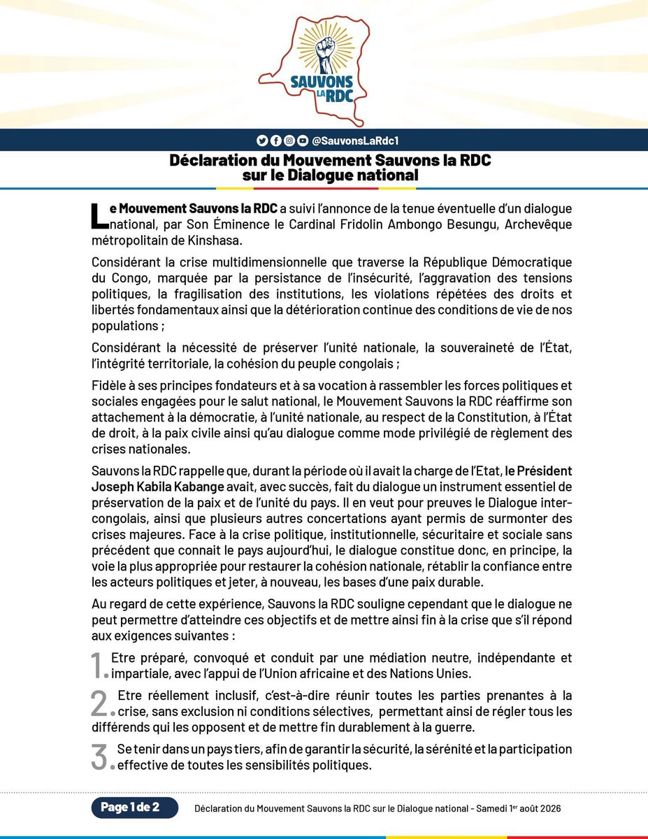 Ibandagrace's tweet photo. M. Tshilombo étant le principal protagoniste de la cris, est écarté comme garant du processus de dialogue.
@MoiseNyarugabo
@josemakila5 @TSayiba @matumo_b https://t.co/vAN46UisN1