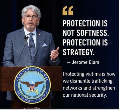 JeromeElam's tweet photo. Every victim protected represents another opportunity to expose a criminal network.

Victim-centered care and national security are not competing priorities.

They strengthen one another.

Protecting people is how we dismantle trafficking organizations.

#Protection #VictimCentered #Leadership #NationalSecurity