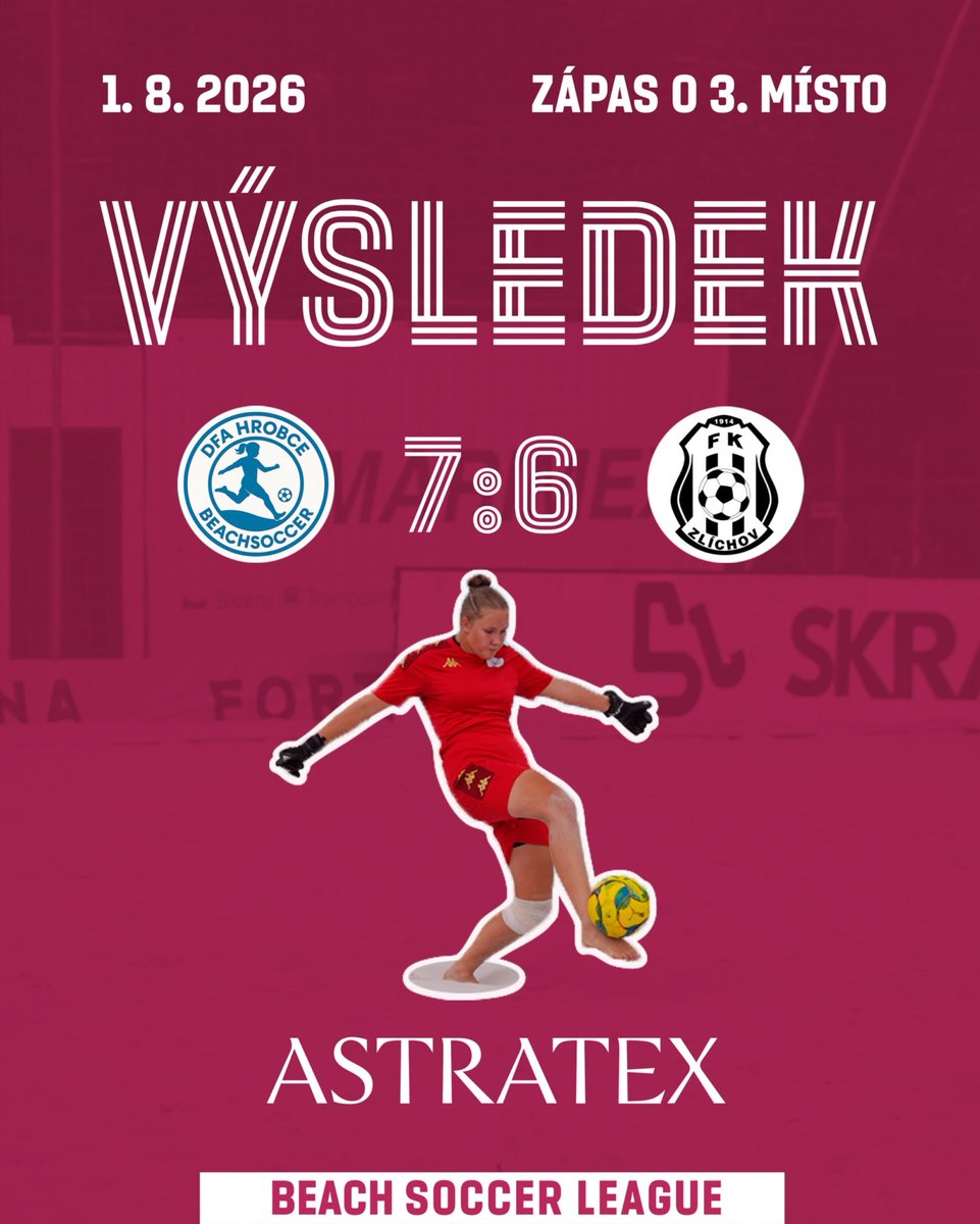 BeachsoccerCZ's tweet photo. HROBCE - ZLÍCHOV 7:6 | To bylo drama! 😳 Bronzové medaile nakonec slaví Hrobce pro něž jde o historicky první cenný kov 👏 Rozhodující gól padl pouhých 12 sekund před koncem 👀
#beachsoccer #beachsoccerczech #beachsoccerworldwide #astratexbeachsoccerleague #absl https://t.co/GHFIFKMh6L