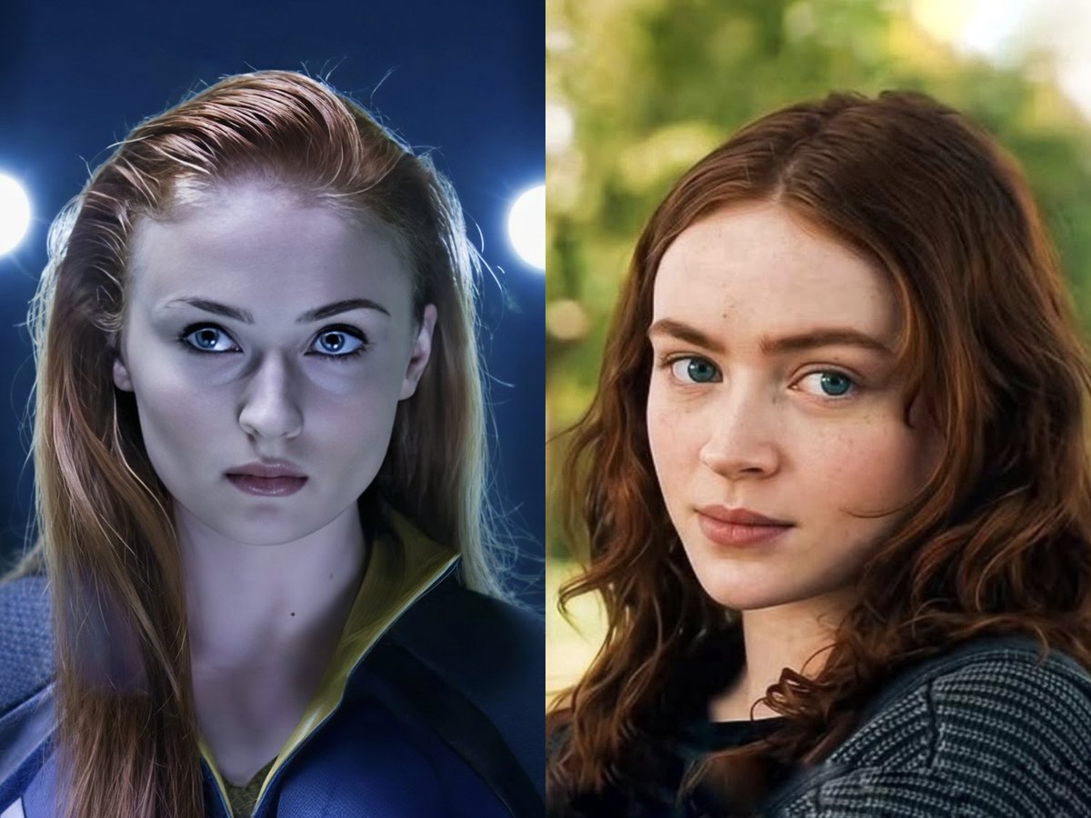 MemeOfSteel_'s tweet photo. Be honest... 
Who looks more beautiful as Jean Grey?

Sophie Turner                          Sadie Sink https://t.co/1SABABKAPm