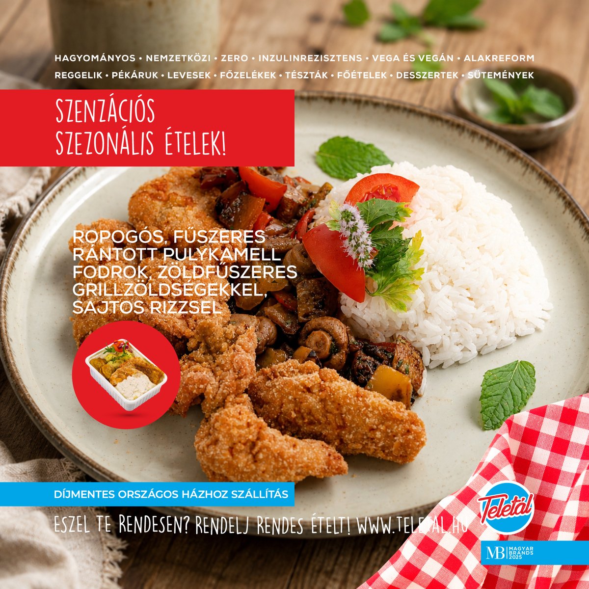 TeletalEtel's tweet photo. ✨🥘 SZENZÁCIÓS SZEZONÁLIS ételek!

Lapozd át a szezon legizgalmasabb ételeit!

⚠️ A 35. héten a J sorban!

📘 Étlapunk: https://t.co/RChdmbA4pl

🚙 Díjmentes országos házhozszállítás!

🥣 Eszel te rendesen? Rendelj rendes ételt!

#teletál #ételrendelés #ázsiaiétel https://t.co/qWGZD5ot26