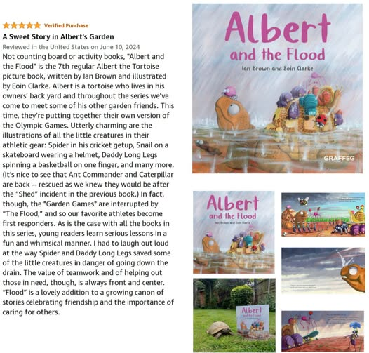 AlbertTortoise's tweet photo. LOVELY, UTTERLY CHARMING Super 5* #Praise for #ALBERTthetortoise picturebook ALBERT AND THE FLOOD. Please keep posting YOUR #BookReviews. #AvailableNow 10 #ALBERT #picturebooks, 3 #BoardBooks & #ActivityBook https://t.co/sGYhBlFUhP
#flood #tortoise #illustrated #bookseries #story https://t.co/NxdWZZPCjP