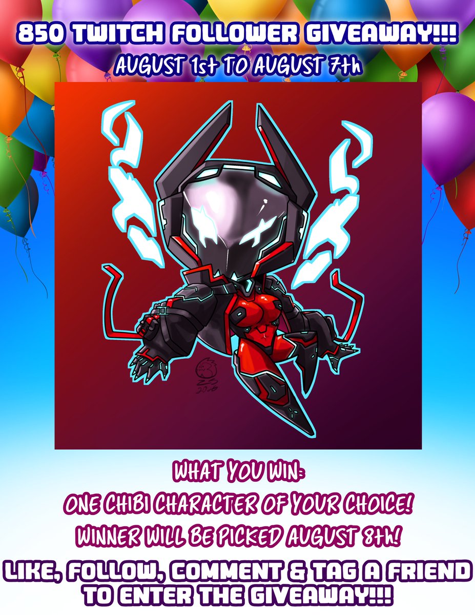 Zarynos_VT's tweet photo. I'M DOING AN ART GIVEAWAY!!!!

Celebrating 850 followers on Twitch! 

Enter and win a Chibi Art Piece! VTUBERS! OCS! FAV CHARACTERS! If you win it could be YOUR CHOICE!

Runs from August 1st to August 7th and the winner will be picked on August 8th! https://t.co/plimH6ICEQ