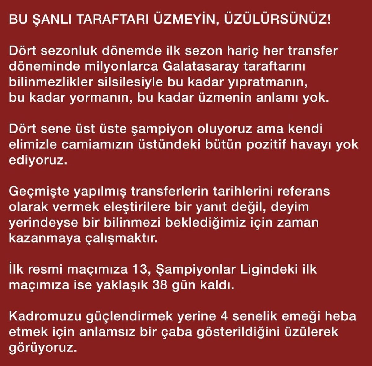 _vlknylmz's tweet photo. ultrAslan tribün lideri Sebahattin Şirin'den 3. kez transfer açıklaması;

"Kadromuzu güçlendirmek yerine 4 senelik emeği heba etmek için anlamsız bir çaba gösterildiğini üzülerek görüyoruz."

Helal olsun 👏 👏 👏 https://t.co/6HFQyS7Btd