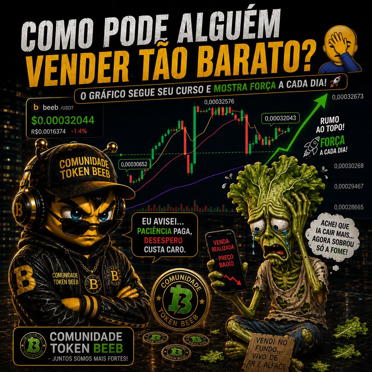 comunidadebeeb's tweet photo. 🚨 PLANTÃO: Mão de alface vendeu no medo. 🥬😭 
Minutos depois, o gráfico disparou! 📈😂 A Comunidade Token Beeb agradeceu o desconto. 
🐝 Moral: quem vende no pânico recompra mais caro; quem tem paciência vira holder. 
🚀 Comunidade: https://t.co/xSXHTftU21
#crypto #viral #bnb https://t.co/zMLuYa4nSY