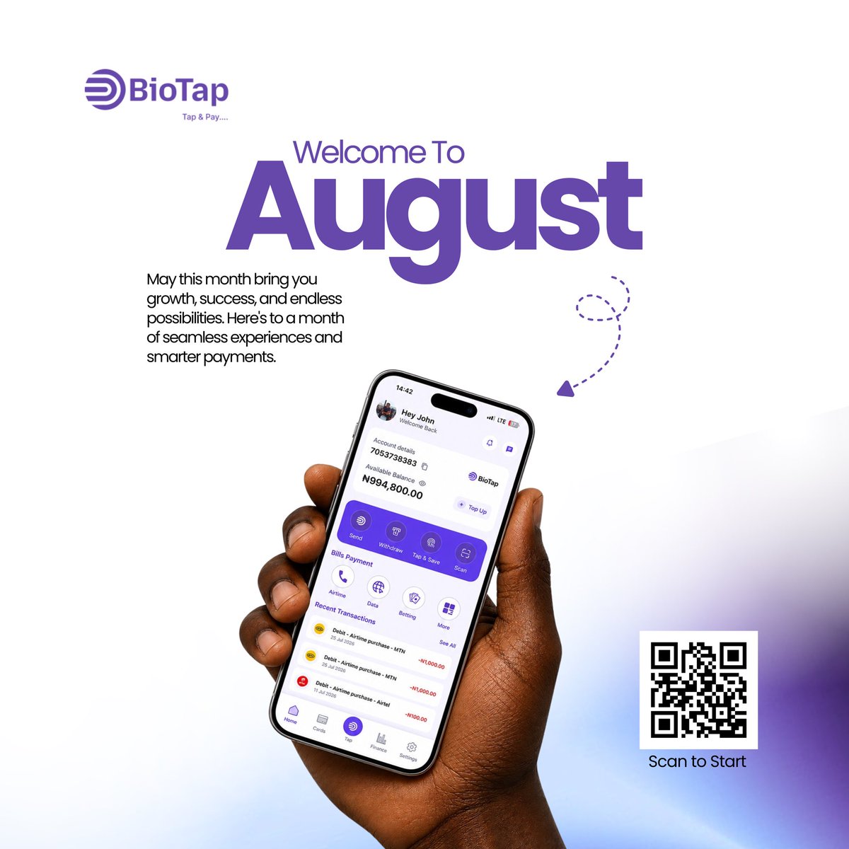 Biotapapp's tweet photo. August is here, and so is the future. 💜

We’re building a smarter, simpler, and more secure way to pay and we can’t wait to share the journey with you.

Let’s make August one of innovation, progress, and endless possibilities.

Happy New Month from all of us at BioTap. https://t.co/elYHM76UbI