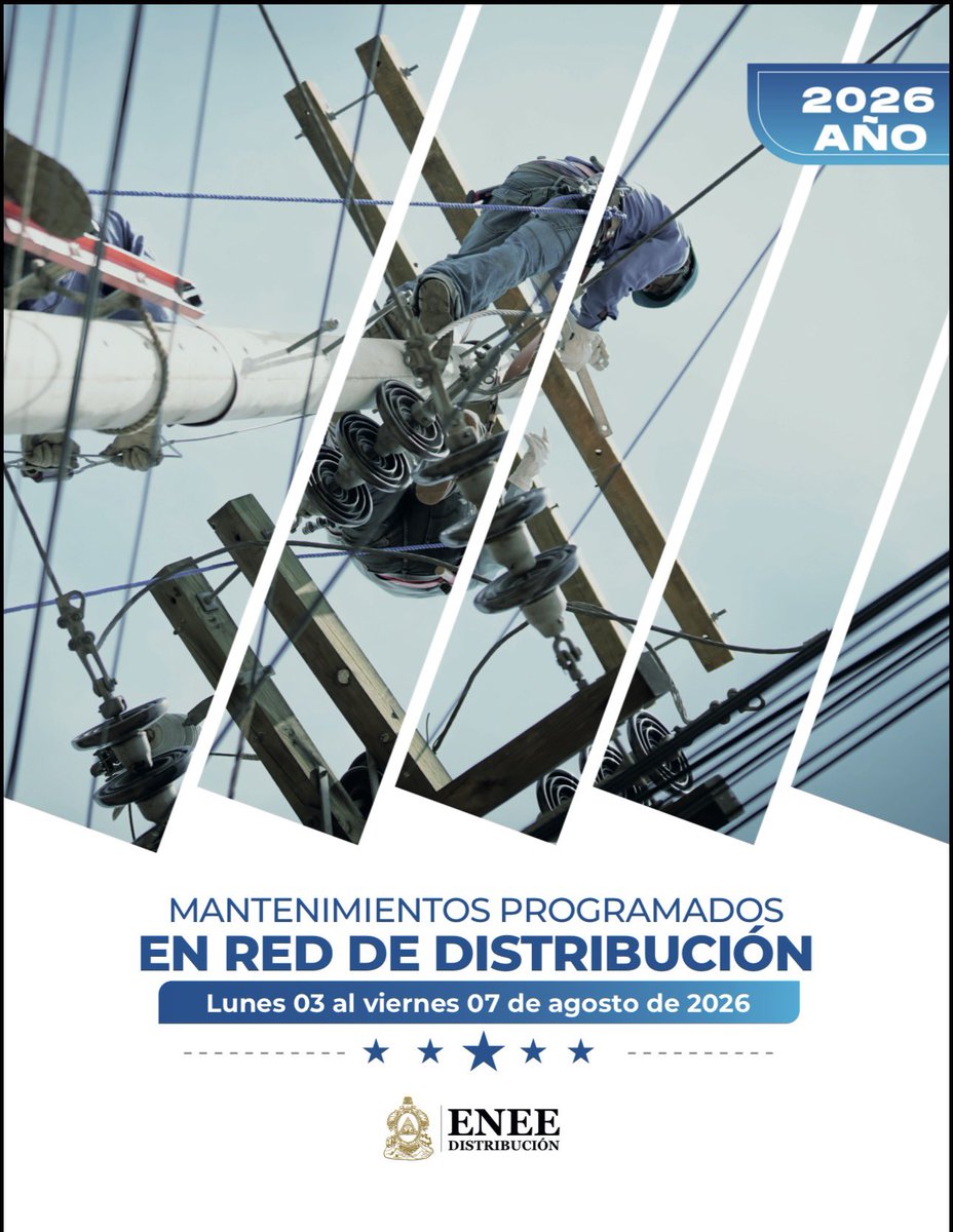 EneeHnOficial's tweet photo. #EneeInforma | La próxima semana se realizarán trabajos de mantenimiento general en los circuitos por parte del personal de la Unidad Técnica de Control de Distribución; lo cual, afectará directamente a nuestros usuarios del Norte y Occidente del país, quienes experimentaran interrupciones programadas en el servicio de energía eléctrica.
Agradecemos su paciencia y comprensión.
A continuación listado zonas que se verán afectadas:👇🏻
https://t.co/NsJSR9sUbO