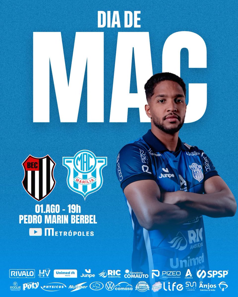 MARILIA1942's tweet photo. HOJE TEM MAC 🐯
O Tigrão visita o Bandeirante pela 3ª rodada da Copa Paulista Rivalo 2026. Vamos juntos! 💙🤍
📺 Metrópoles (YouTube)
#CopaPaulistaRivalo #VamosMAC #MAC #Marilia https://t.co/QgollBcTR1