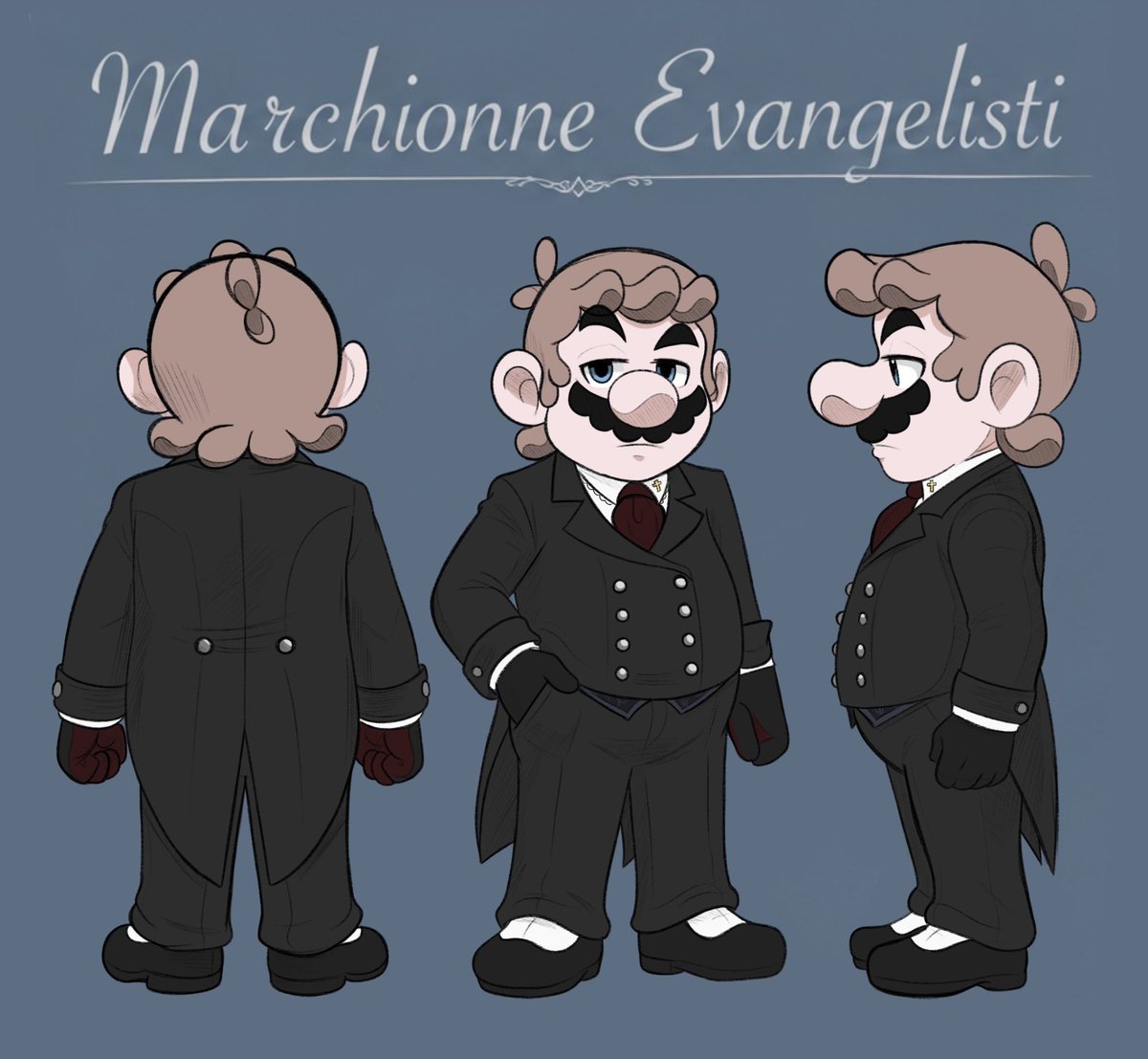 FireheartSophia's tweet photo. Happy House of Crows Day!!! I’m so excited to start working on this project and sharing it all with you!! There’s a lot to unpack and I already got some goodies for all of you today. 

To start off with, I want to introduce you all to Marchionne’s new official suit!! We wanted to make some adjustments to make his clothes (and others) more time accurate. I hope you all like! #mtmb #mariothemusicbox