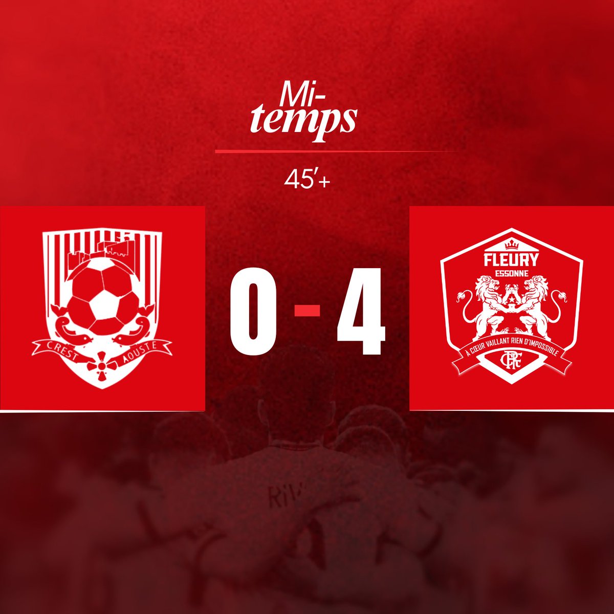 FCFleury91's tweet photo. ⌚️ À la pause, nos Lions mènent face à l’Entente Crest-Aouste. Belliard (x2), Lavigne et Rouba sont les buteurs.  

➟ #ECAFCF91 | 0️⃣-4️⃣ https://t.co/sMU0wGfyY2