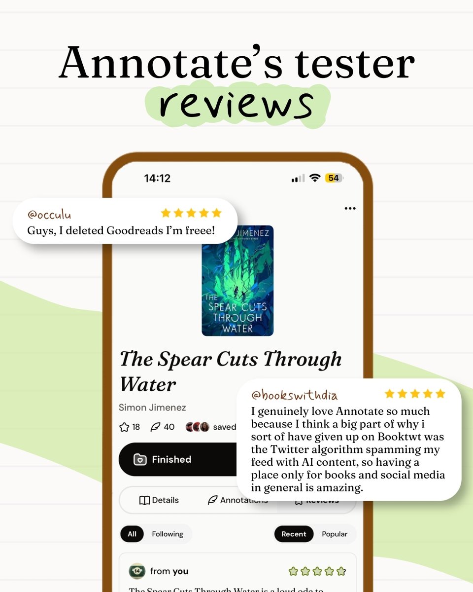 tryannotate's tweet photo. Wonder what it's like to use Annotate? Hear firsthand from our testers!
#booktwt https://t.co/M5Vrr5sOO5