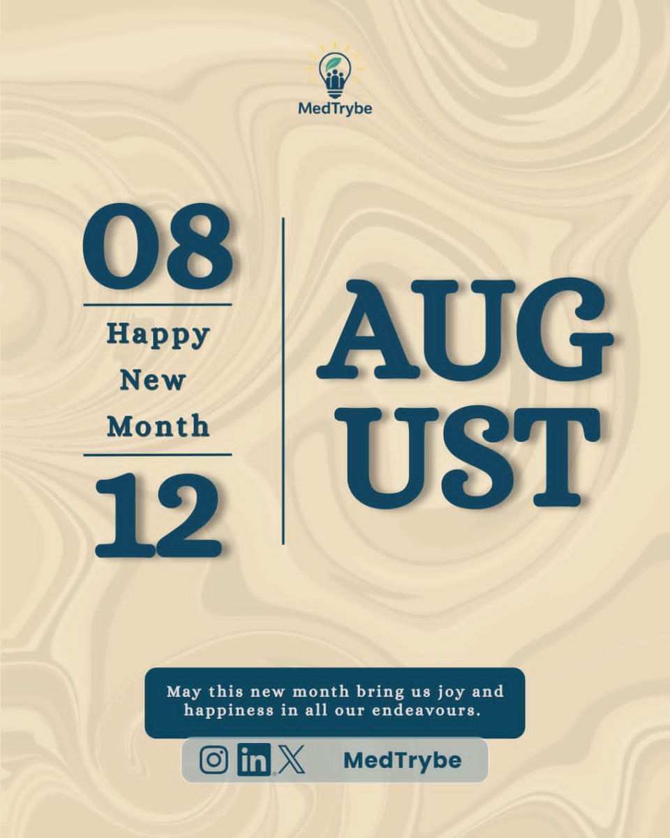 medtrybe's tweet photo. Happy New Month from MedTrybe!π₯³π₯³
You don't need a complete reset just because it's August. Progress isn't built on monthly reinventionsβit's built on consistency.
Keep learning. Keep growing. Keep showing up.
Here's to another month of steady progress.π
#medtrybe #august https://t.co/GK5hzehzw4