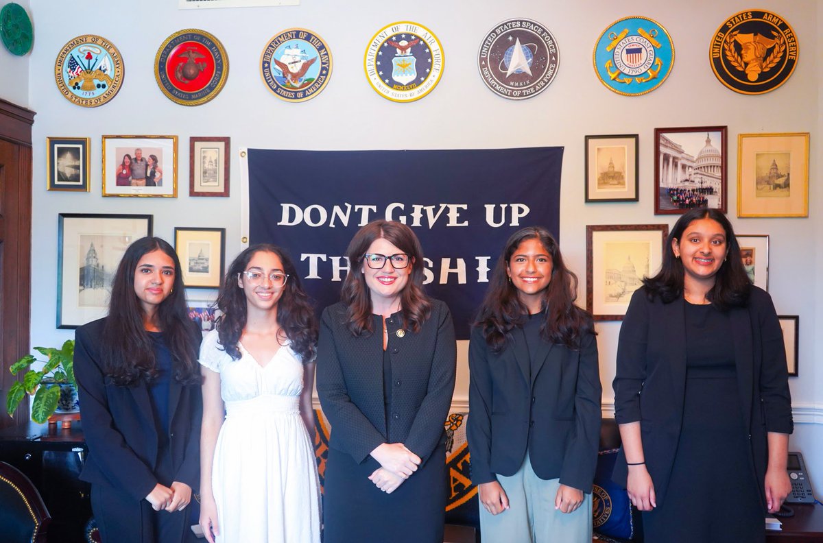 RepSarahElfreth's tweet photo. One perk of being so close to the District is being able to invite constituents – including our youngest constituents – to both our Washington and Columbia offices! Last week, #TeamElfreth welcomed four incredible high schoolers to our offices to learn more about our work in Congress, the casework process, and the daily operations of our teams. Thanks for stopping by!