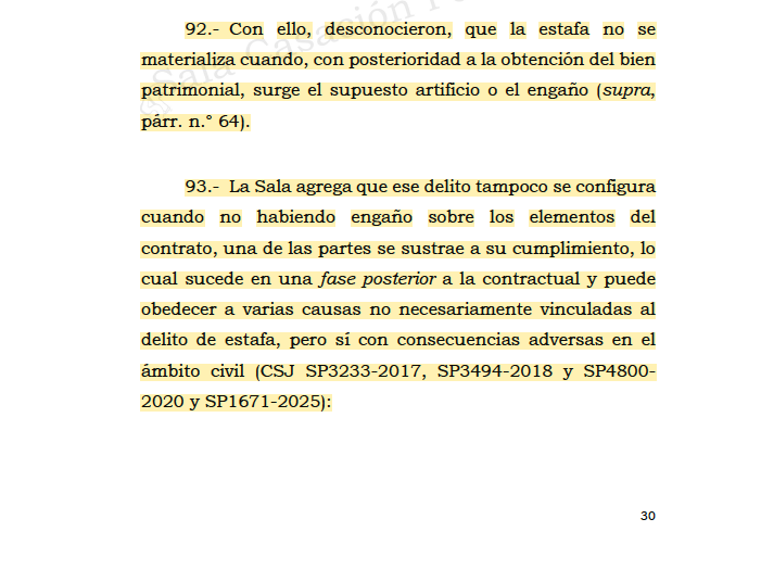 Melovides's tweet photo. La estafa no se configura cuando una de las partes se sustrae del cumplimiento de un contrato, dado que se trataría de una fase posterior y no previa a la celebración de la obligación contractual. https://t.co/krikUmKB2T https://t.co/ogGKxKmC4c
