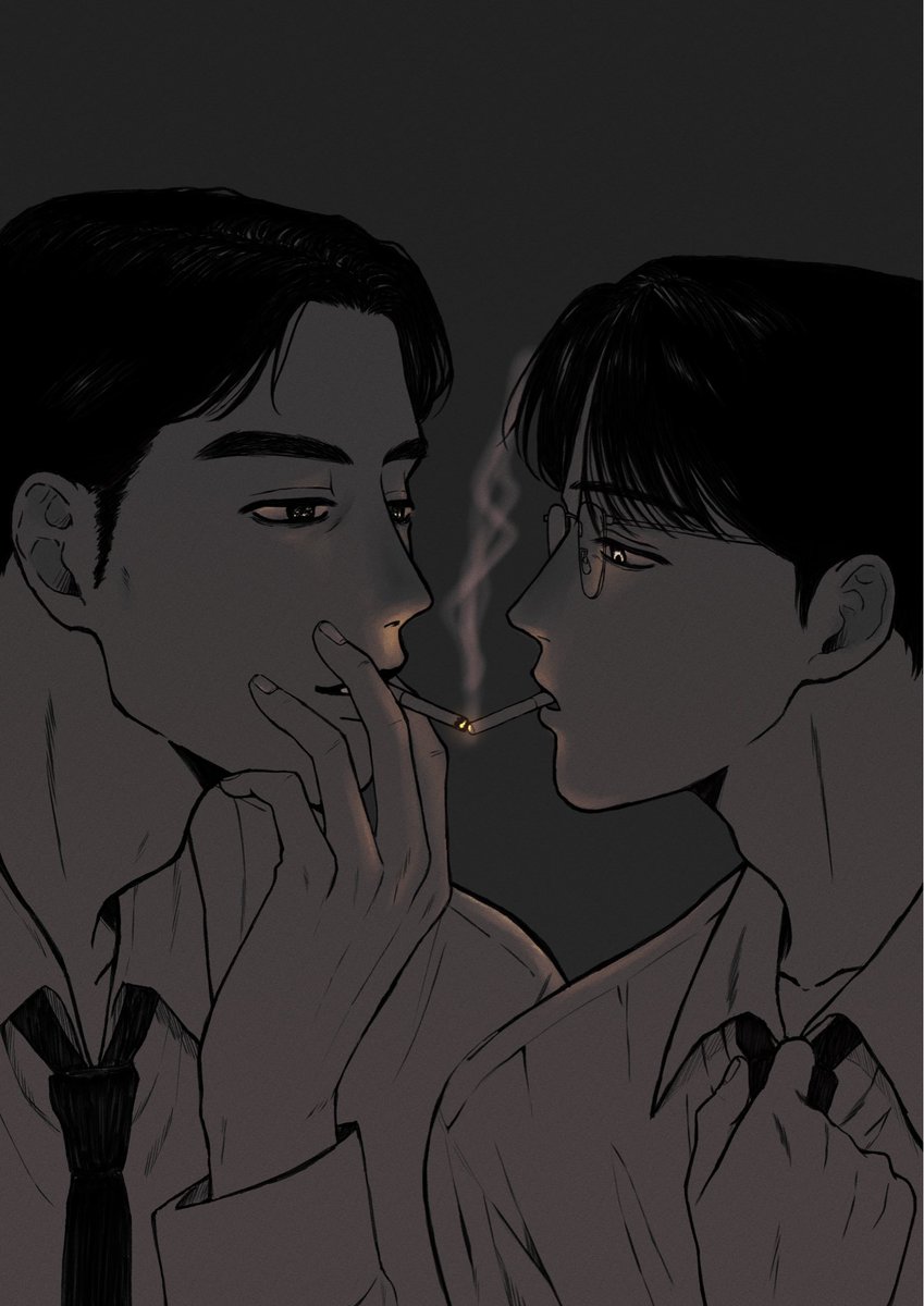 rinrinmang0's tweet photo. @kyst1drawrite 
#狂聡ワンドロライ

時間+2時間半　オーバーすみません💦
『煙草』
狂聡5025 
どうしても2人の煙草姿を描きたくてパッと浮かんだのがこれでした。
聡ﾐくん、社会人になったらストレスとか色々あって吸ってしまうみたいな、、。狂ｼﾞは複雑な心境だけど止めはしないかと、、🧐 https://t.co/KEba8vaoMf