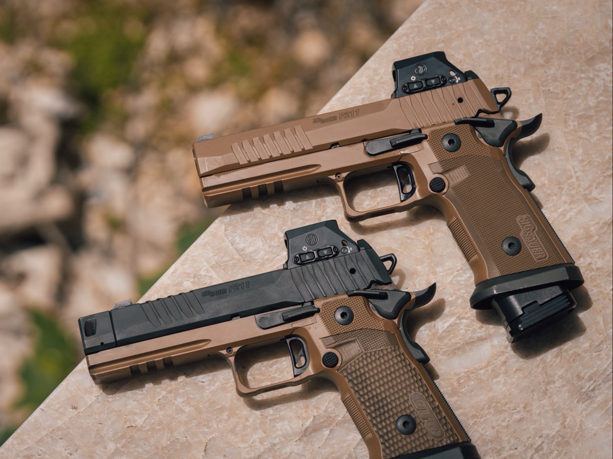 sigsauerinc's tweet photo. Whether you prefer the 5 inch bull barrel of the P211-GT5 COYOTE or compensated P211-GTO Combat, both deliver the precision, reliability, and performance the P211 platform was built for.
Which one are you choosing? 👇 https://t.co/u0dFG2bDwb