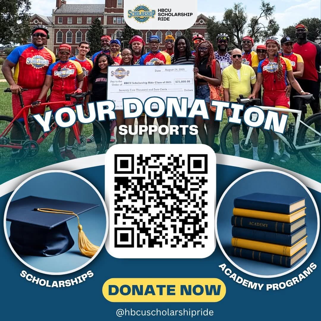 NicoleRaiB's tweet photo. When you donate to the HBCU Scholarship Ride, you’re investing in students, supporting academic programs, and helping build brighter futures.

Scan the QR code or click the link to donate.

https://t.co/7uiNP3VJRB

#hbcuscholarshipride #hbcupride #newarknj #cyclingforeducation https://t.co/Dsb0do9aMV