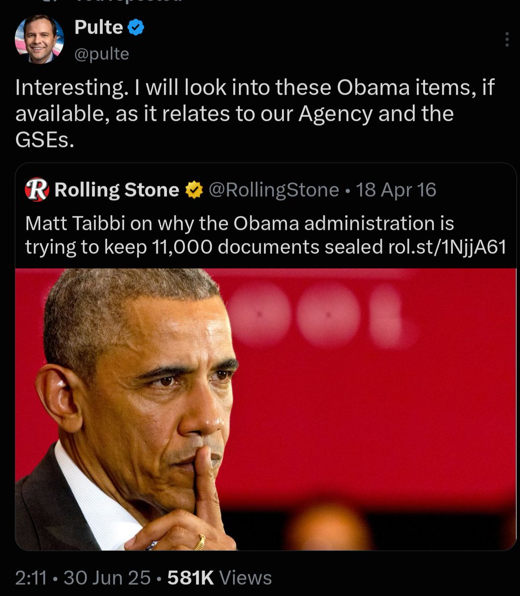 moreiraalf's tweet photo. @pulte Great news. Surely you can look into those Obama items now and also end the theft of retirement savings of hardworking Americans. https://t.co/AbykbUkKDY
