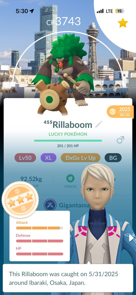 BlueJay_pkmgo's tweet photo. Gigantamax Rillaboom Max Battle Day

Total 45 Max Battles
✨ 2 shinies
💯 0 hundo 🥲

It was scorching hot outside today 🥵🔥 
My best GX Rillaboom is still 14/15/15 🫠 Hope I have a better luck with Cinderace &amp; Inteleon 🙏

#pokemongo #ポケモンGO https://t.co/8wIC3ZFCg7