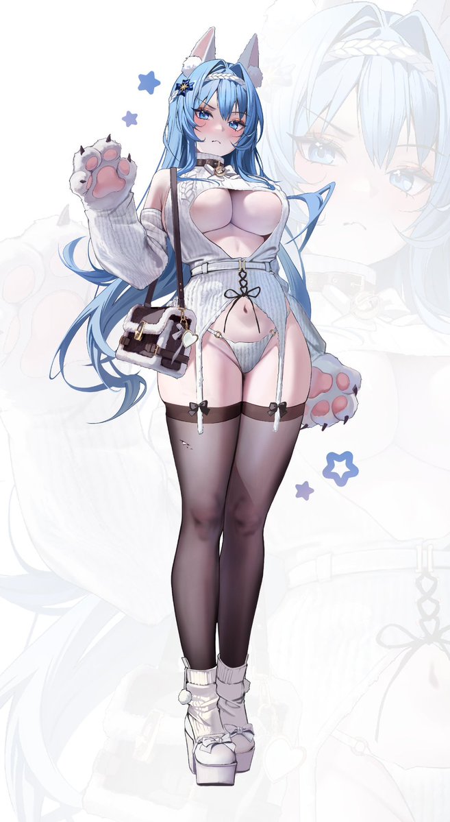 U_YuriS2's tweet photo. Kaori cosplayed my Winter Catgirl Helm!! 😭💙

The outfit looks exactly the way I imagined it when I designed this version of Helm. 
Seeing my design recreated so faithfully makes me incredibly happy.
It honestly feels like my illustration has come to life. 

Everyone, please go check out her amazing cosplay!! She absolutely nailed it! 💙🐾