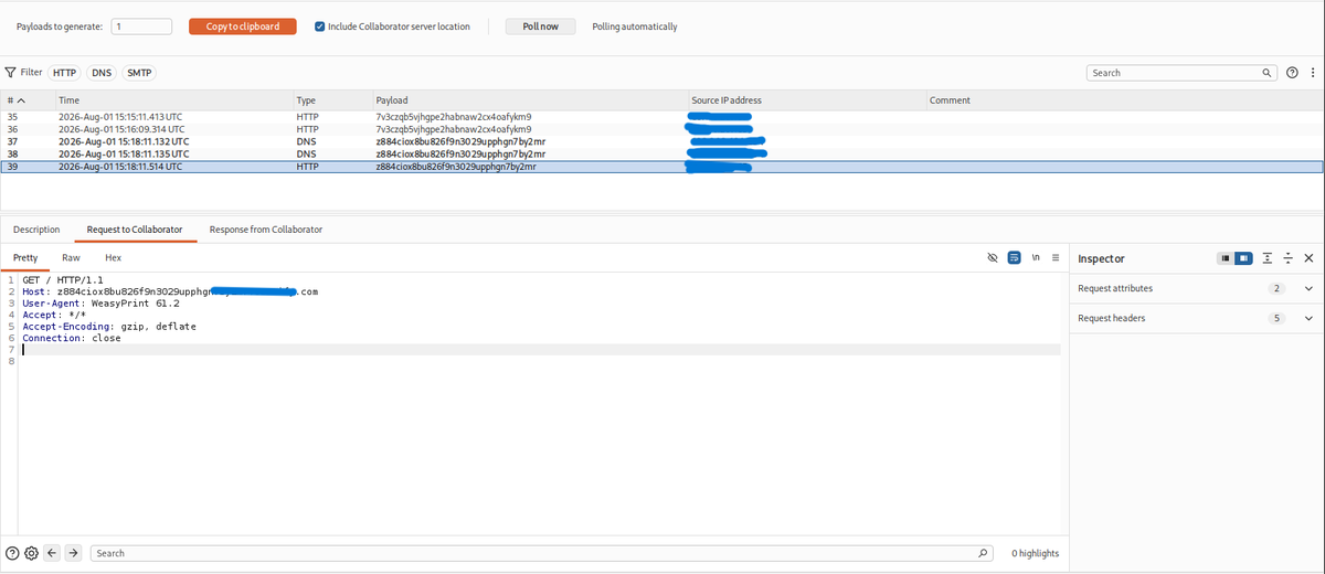 rootvuln's tweet photo. Found SSRF on an API endpoint that converts HTML to PDF. Uploaded HTML with an external stylesheet link, and the server actually fetched it — confirmed via OOB callback. Also tied to a known CVE in the outdated library it's using. Reported responsibly 🛡️
#infosec #bugbounty #SSRF https://t.co/asCHvuXbhh
