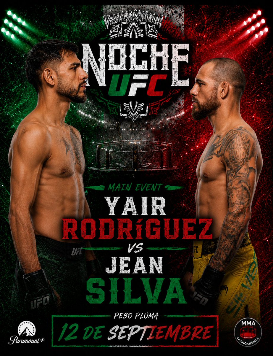 ClubDeLasMMA's tweet photo. 🚨 Atención México 🚨 

Yair Rodríguez 🇲🇽 enfrentará a Jean Silva 🇧🇷 en la pelea Estelar de #NocheUFC el 12 de septiembre

Yair vuelve y lo hará en peso pluma mas alla de los rumores que decían que subía a 155                            

Información via @higorciconello (ESPN BRASIL)