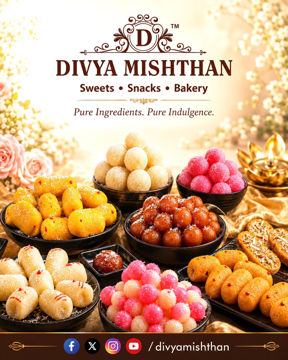 DivyaMishthan's tweet photo. Where Every Sweet is a Celebration of Perfection.

#LuxuryMithai #BestSweets #RoyalTaste #AuthenticIndianSweets #DessertAddict #FoodLovers #FestivalReady #HandmadeSweets #DivyaMishthan #SweetTradition https://t.co/IMlvGgEJXk