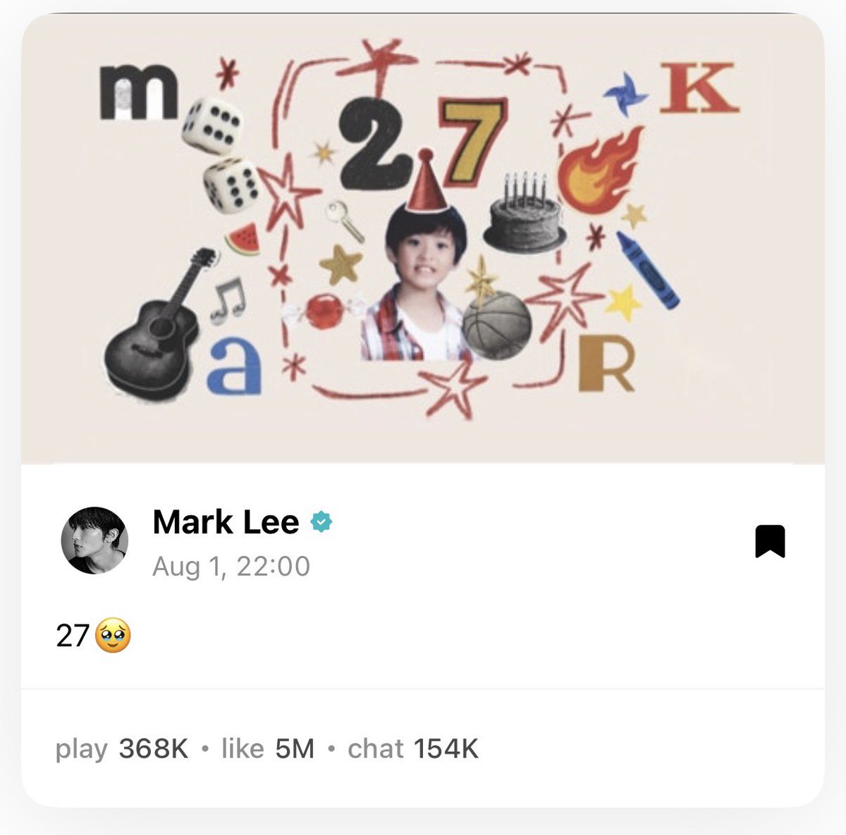 merlynsie's tweet photo. ไลฟ์วันเกิดน่ารักมากๆๆ ปกก็น่ารัก เปี๊ยกมากอะ ตั้งชื่อไลฟ์ “27🥹” คนไลค์ไป 5 ล้านแหน่ะ คิดถึงอะจิ https://t.co/lrMz6AZxDf