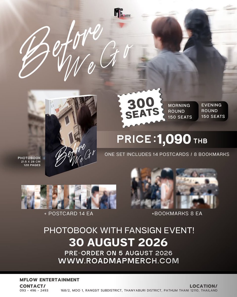 Yong_yutt_OFCV2's tweet photo. #BeforeWeGo #BoatOatPhotobook #RoadmapMerch #FansignEvent
#BoatYongyut , @Yong_yutt
#BoatOat , #โบ๊ทโอ๊ต
BEFORE WE GO
The First Official Photobook of BoatOat
Official Photobook เล่มแรกของ BoatOat พร้อมเปิดให้พรีออเดอร์อย่างเป็นทางการ
ผู้สั่งซื้อทุกท่านจะได้รับสิทธิ์ในการลงทะเบียนเพื่อเข้าร่วมงาน Fansign Event โดยการเข้าร่วมงานจะเป็นไปตามลำดับการลงทะเบียนที่สมบูรณ์ และจำกัดเพียง 300 สิทธิ์ (รอบเช้า 150 สิทธิ์ / รอบบ่าย 150 สิทธิ์)
📅 Pre-order
5 August 2026 | 7:00 PM (GMT+7)
📝 Fansign Registration
5 August 2026 | 7:30 PM (GMT+7)
ผ่าน Instagram Stories: @roadmapmerch
📍 Fansign Event
30 August 2026
⚠️ การสั่งซื้อสินค้าไม่ได้เป็นการยืนยันสิทธิ์เข้าร่วมงานแฟนไซน์ ผู้สั่งซื้อทุกท่านจะต้องลงทะเบียนผ่าน Google Form เพื่อรับสิทธิ์เข้าร่วมงาน โดยระบบจะปิดรับลงทะเบียนทันทีเมื่อครบจำนวน 300 สิทธิ์
รายละเอียดเพิ่มเติมสามารถดูได้ภายในภาพประกาศ