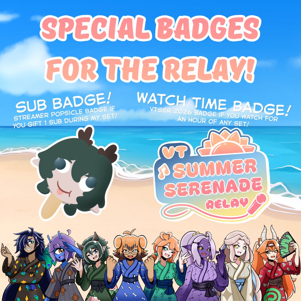 KinleyCryptid's tweet photo. VTUBER SUMMER SERENADE KARAOKE RELAY IS TODAY! ☀️

STARTING TODAY ON CHIM'S CHANNEL AT 12:00 PM EST!
https://t.co/WMXBrrHPQe
SEE YA THERE CHAT!