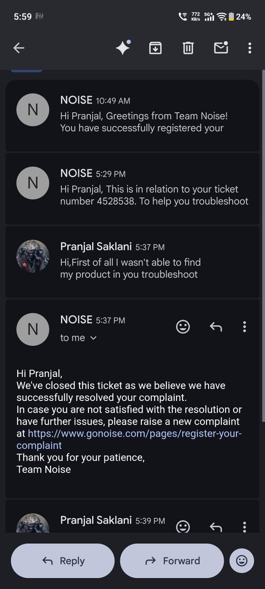 Pranjal_eagle's tweet photo. Dear @gonoise, a faulty product is understandable. Ignoring customers, auto-closing tickets, and offering no real support isn't. I trusted your #MadeInIndia brand, but you've completely broken that trust. Hoping X finally gets me a resolution. https://t.co/U0NNOjLJew