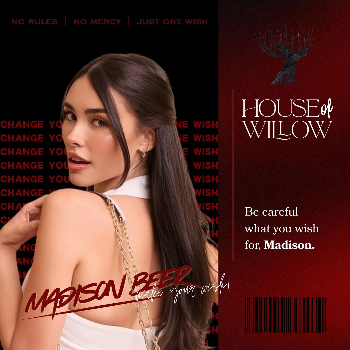 Kxitto's tweet photo. ㅡ 𝑊ishes are granted. Greed is never satisfied. Every wish leaves another debt upon your soul. Don't let the House of Willow keep you, 𝗠𝗮𝗱𝗶𝘀𝗼𝗻 𝗕𝗲𝗲𝗿 has left. https://t.co/5Pcu3IDhWJ
