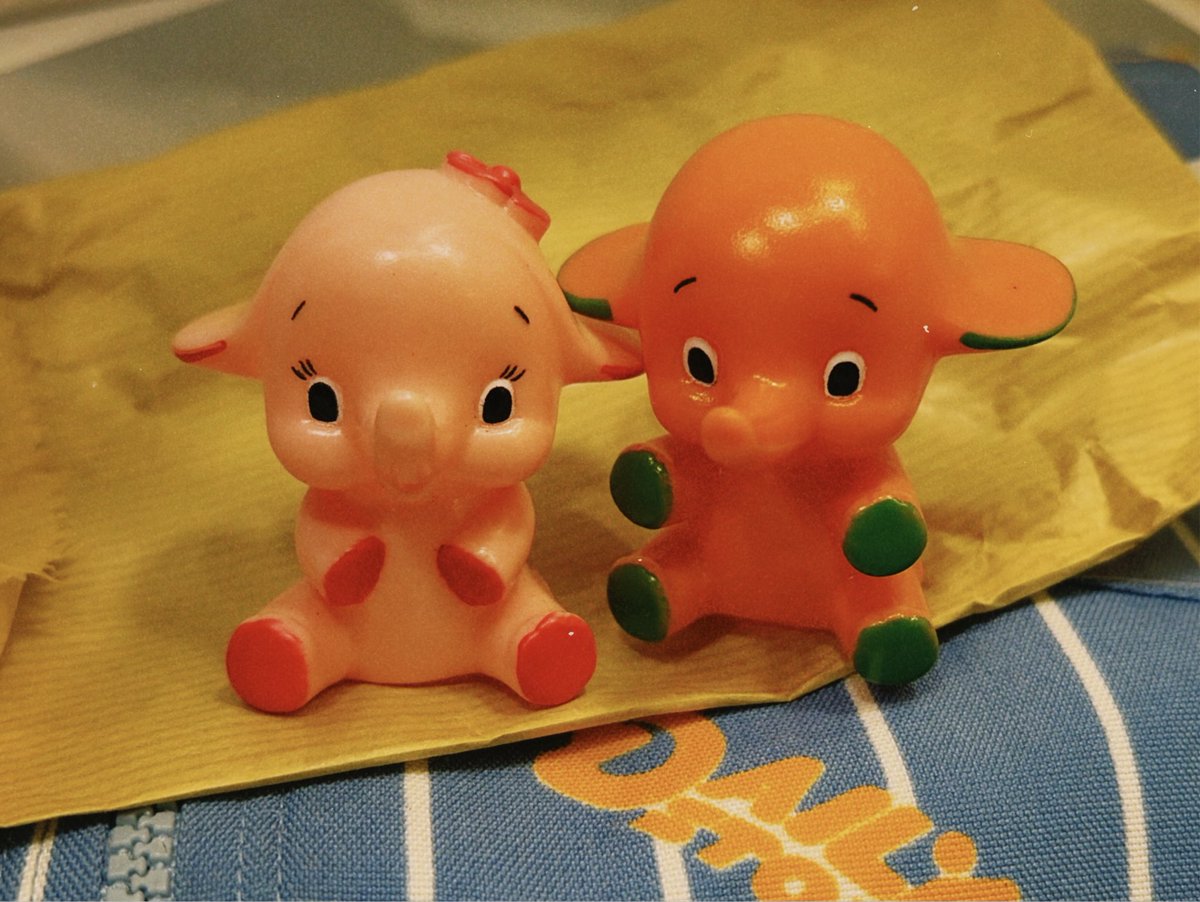 上野骨董市での購入品① サトちゃんとサトコちゃんの指人形🐘 高島屋