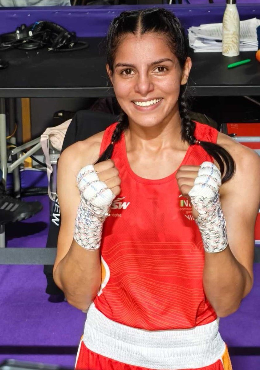 Deva_singh18's tweet photo. Indian boxer Sakshi Chaudhary clinched the gold medal in the Women's 51kg category at the Commonwealth Games https://t.co/9Ss5Ig30od